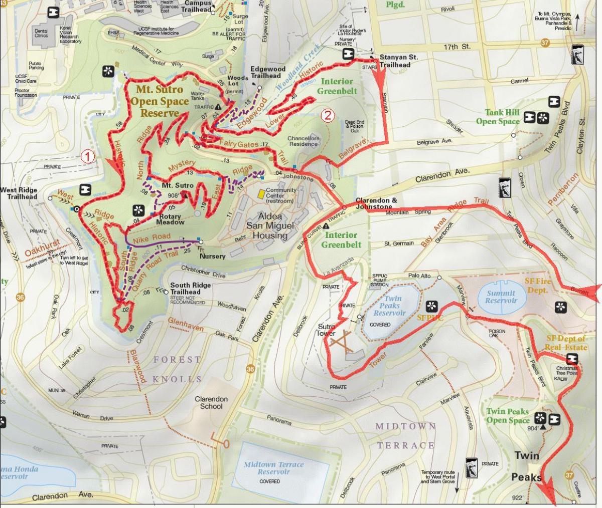 Bản đồ của vùng vịnh đạp xe đạp