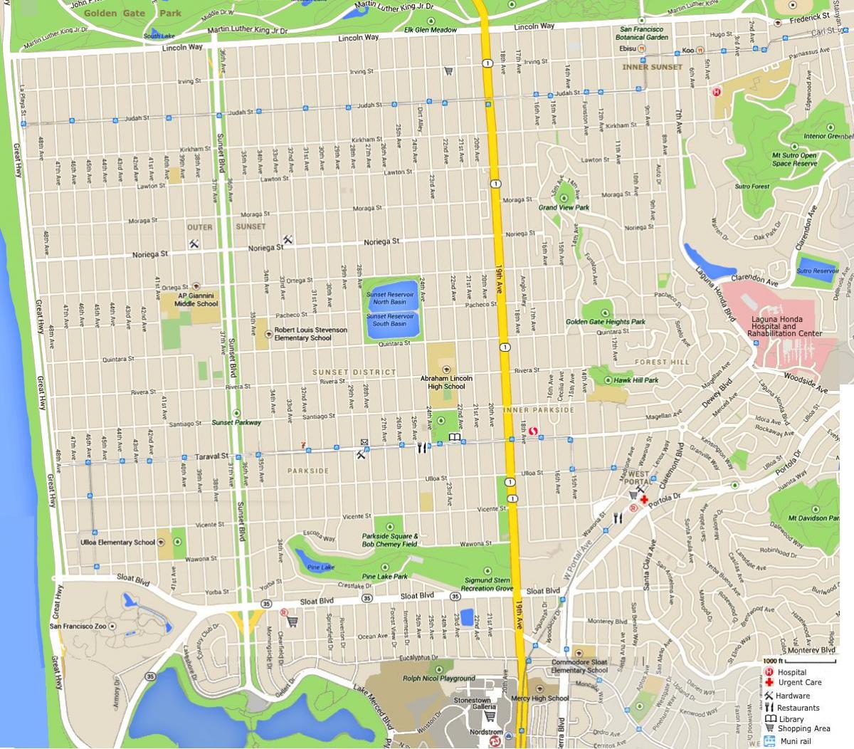Bản đồ của hoàng hôn, quận San Francisco