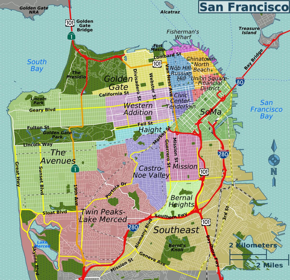 đường phố, bản đồ của San Francisco california