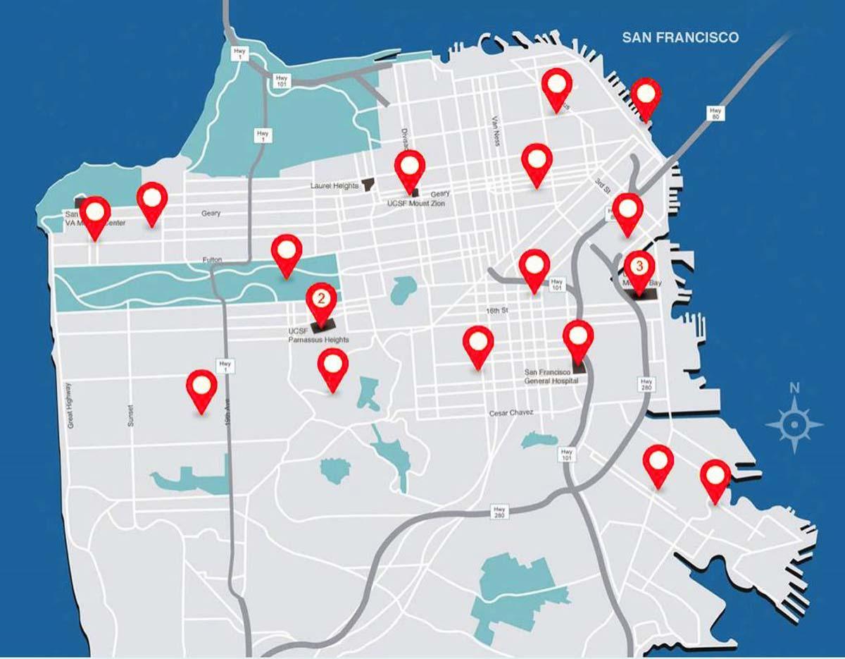 Bản đồ của San Francisco bệnh viện