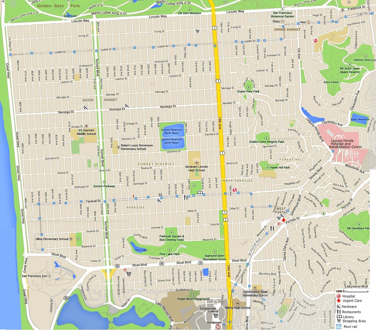 Bản đồ của twin đỉnh núi, San Francisco