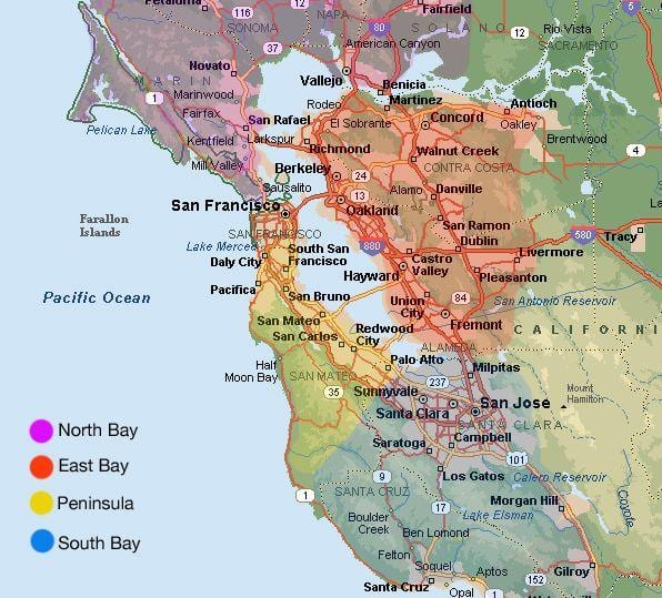 San Francisco bản đồ và khu vực xung quanh