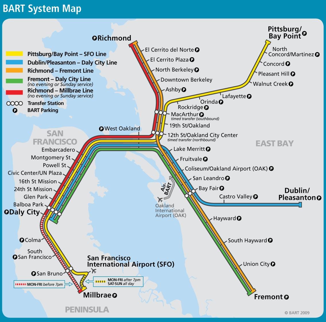 San Francisco bart hệ thống bản đồ