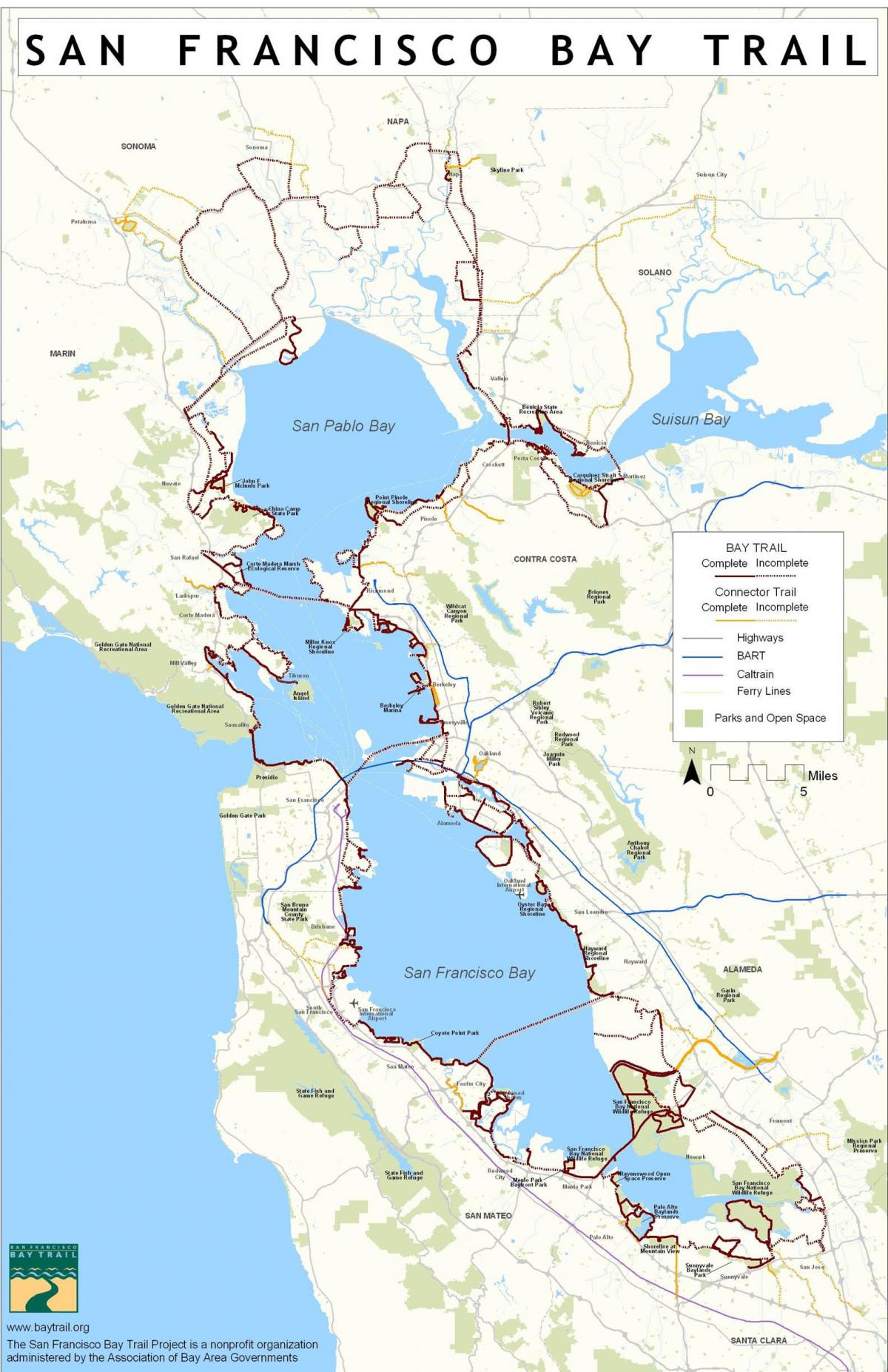 Vịnh San Francisco bản đồ đường mòn