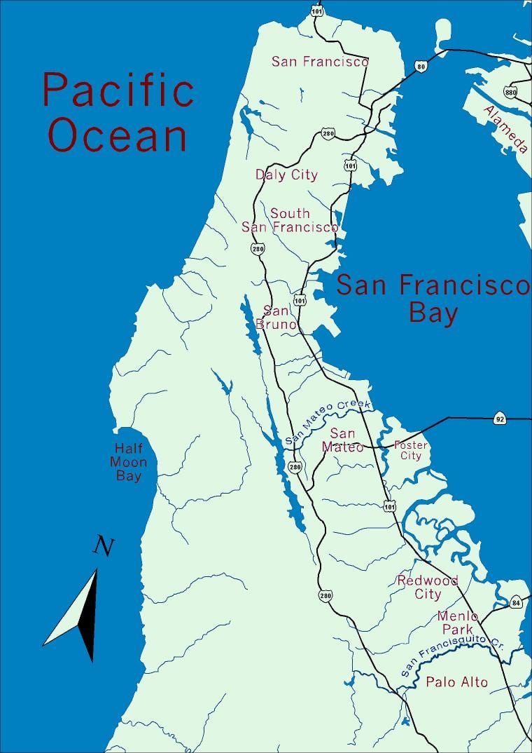 Bản đồ của vùng vịnh peninsula