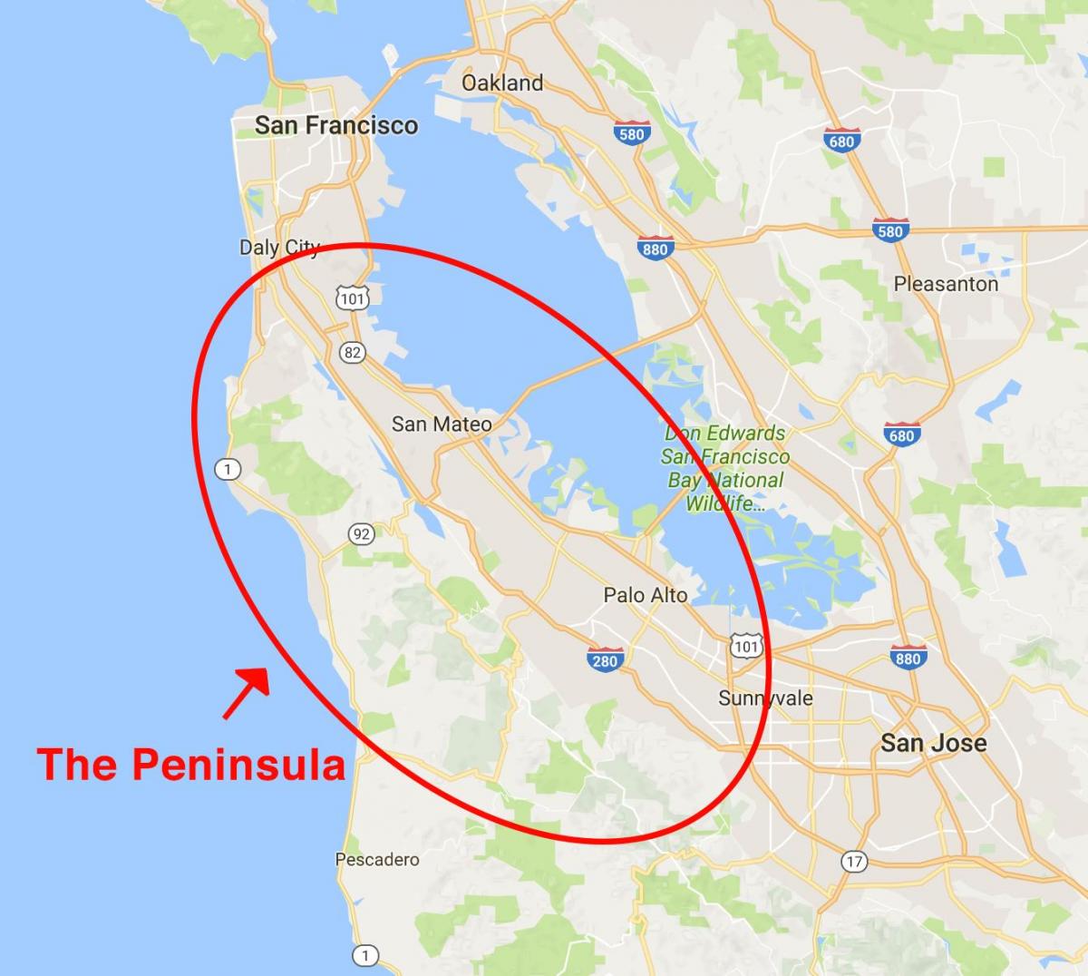 Bản đồ của bán đảo San Francisco, 