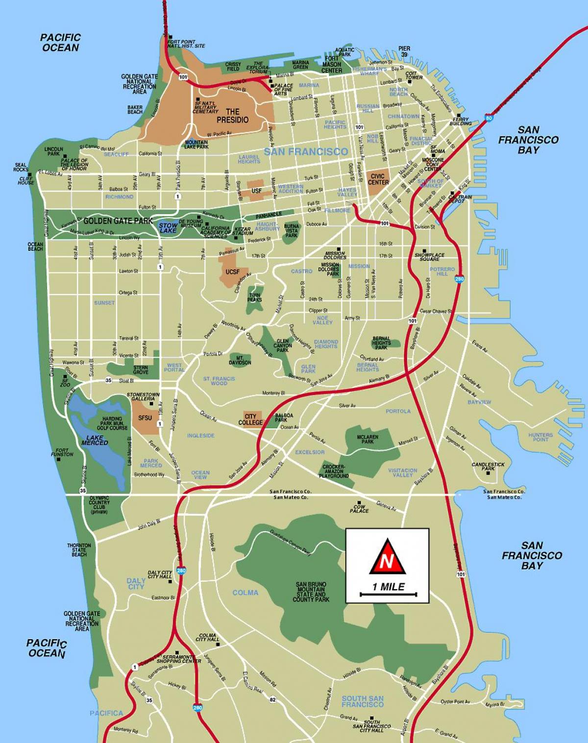 một bản đồ của San Francisco