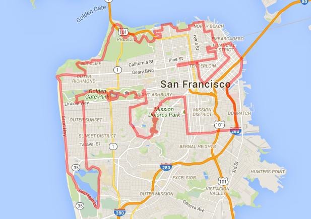 công viên golden gate, xe đạp con đường mòn bản đồ