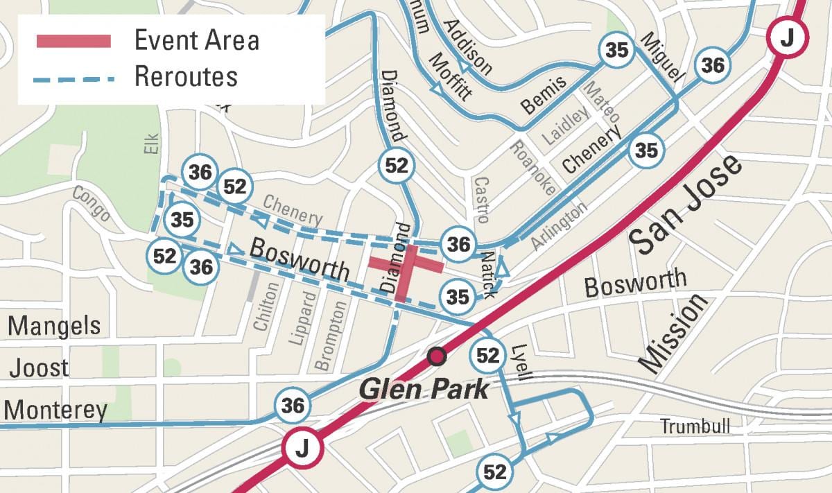 Bản đồ của glen park San Francisco
