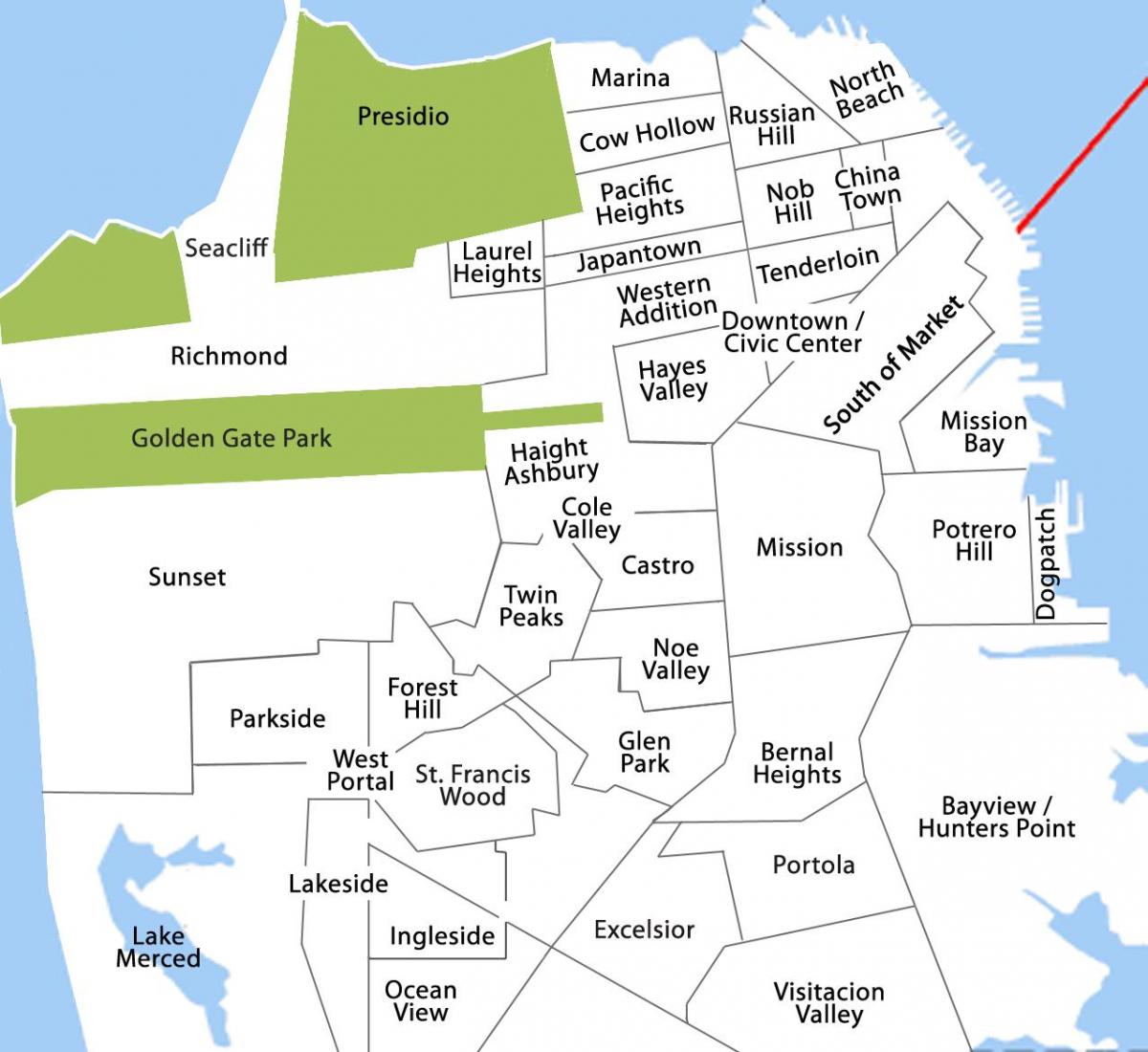 Bản đồ của hamlet quận San Francisco 