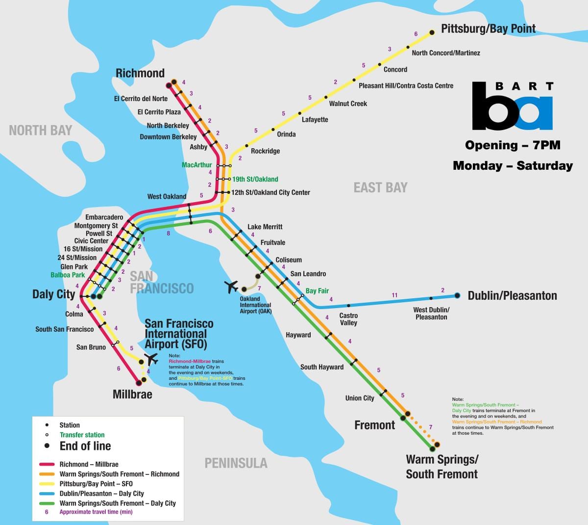 bart hệ thống San Francisco bản đồ