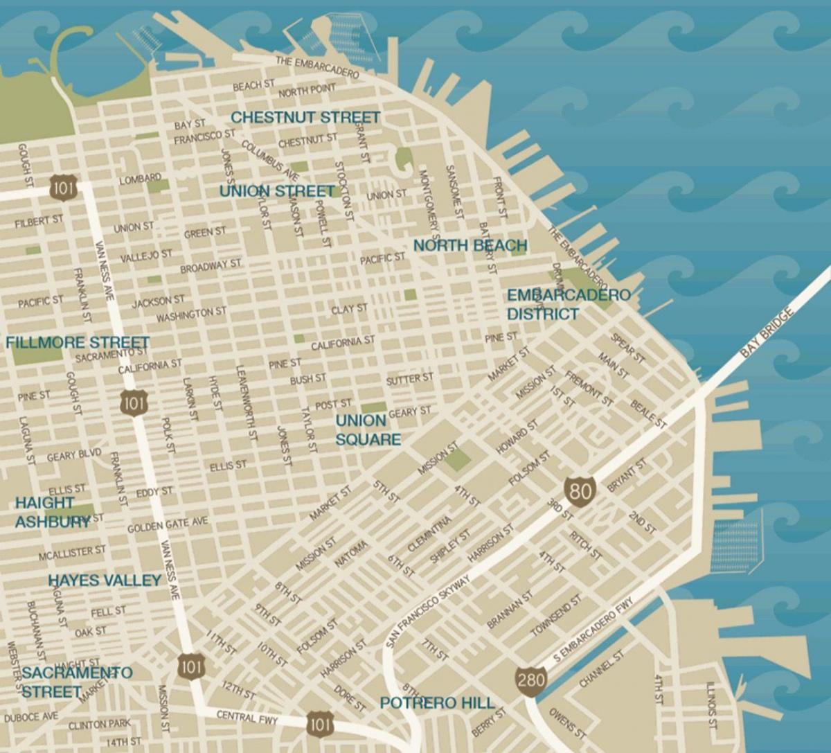bản đồ của trung tâm San Francisco khách