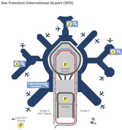 Sân bay San Francisco cổng bản đồ