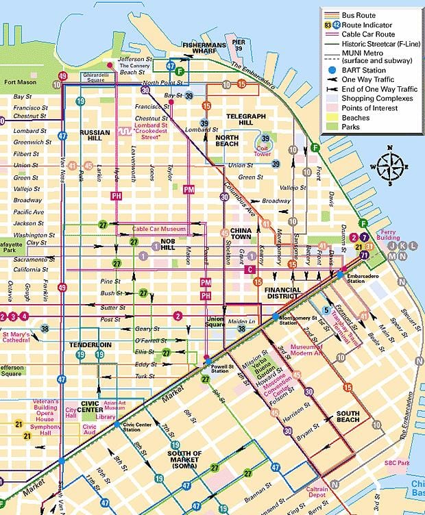 xe cáp San Fran bản đồ