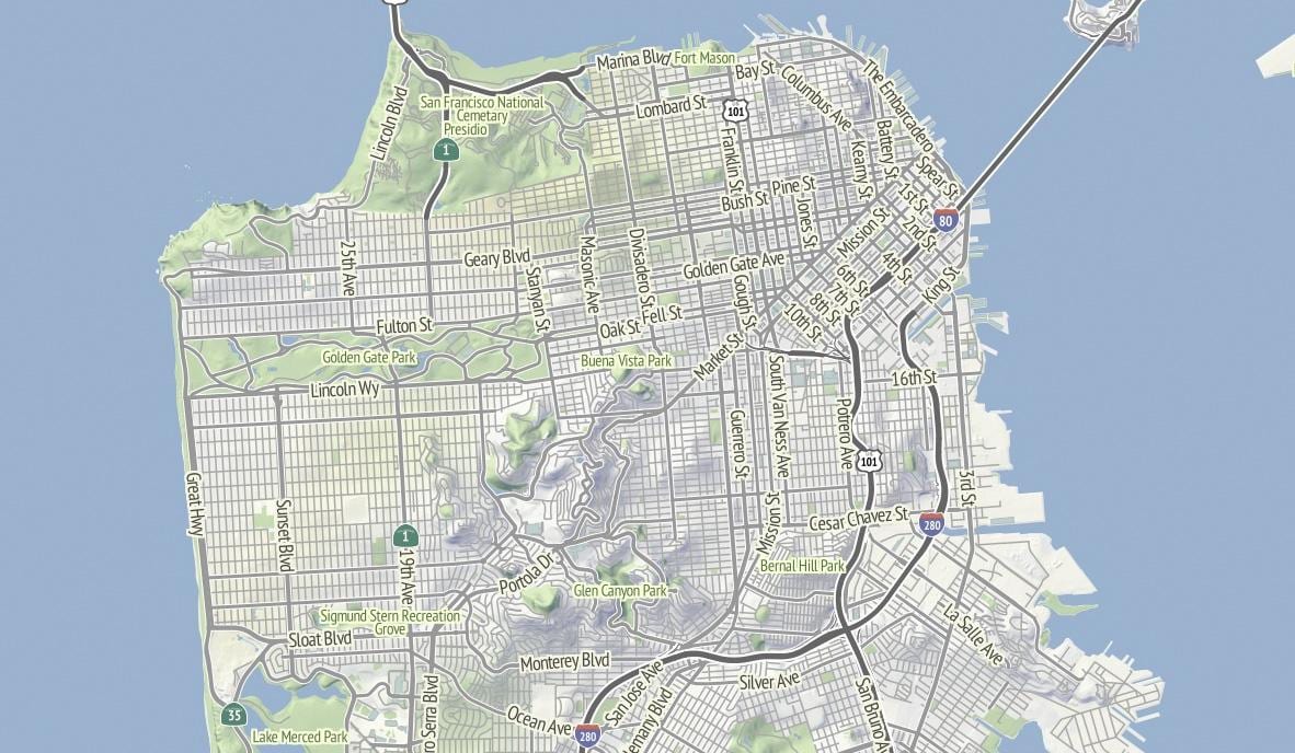 Bản đồ của San Francisco địa hình