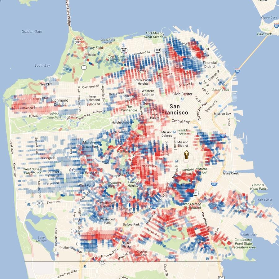 Bản đồ của San Francisco độ cao