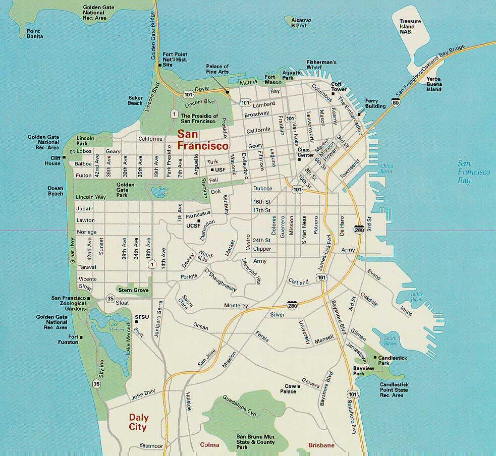 Bản đồ của San Francisco chính hấp dẫn