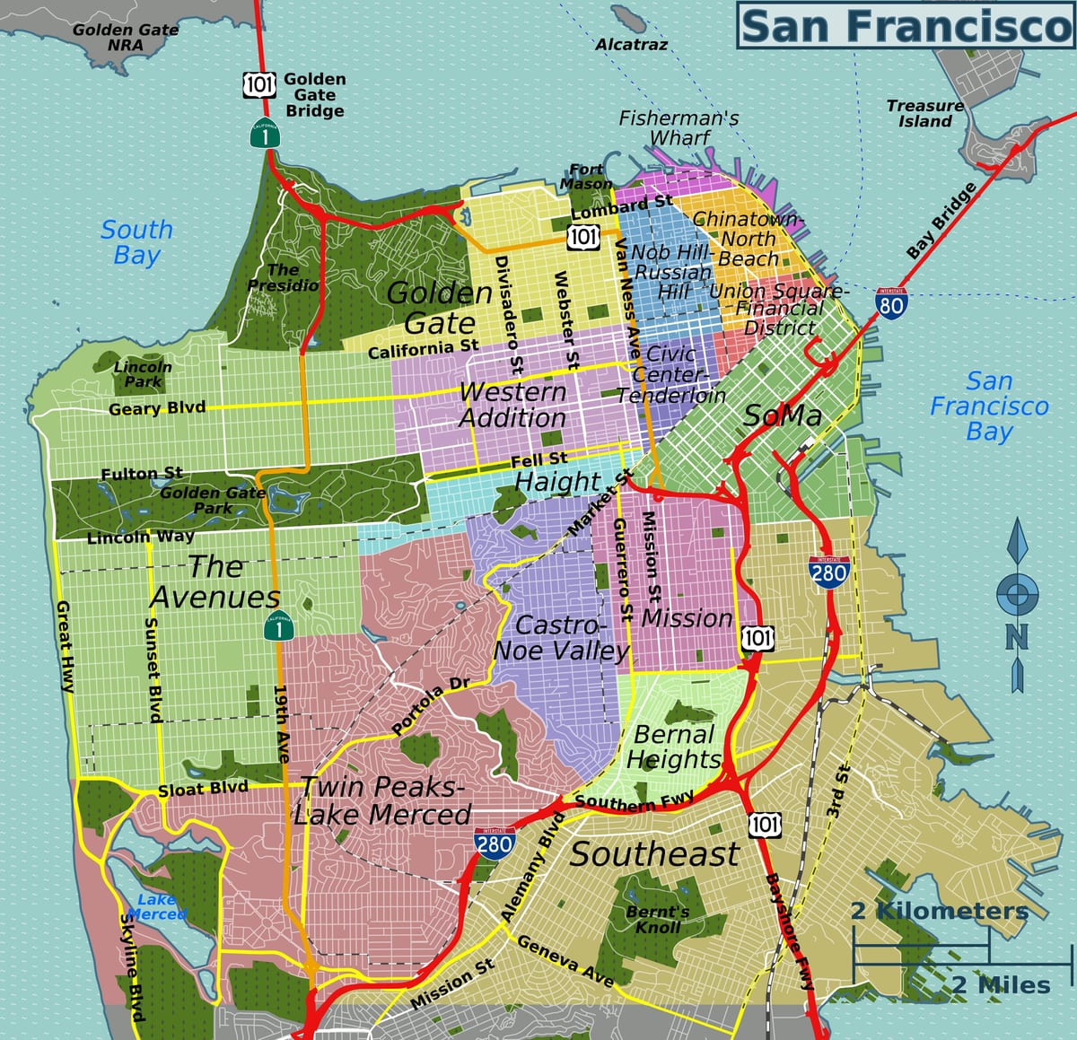 đường phố, bản đồ của San Francisco california