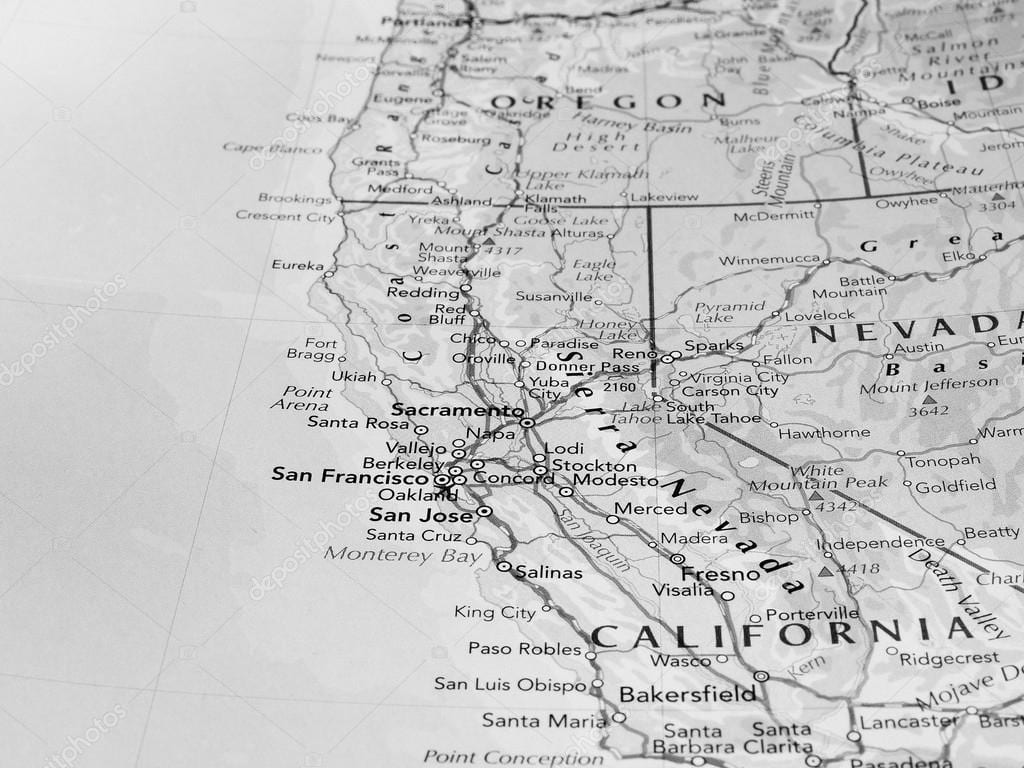 đen và trắng bản đồ của San Francisco