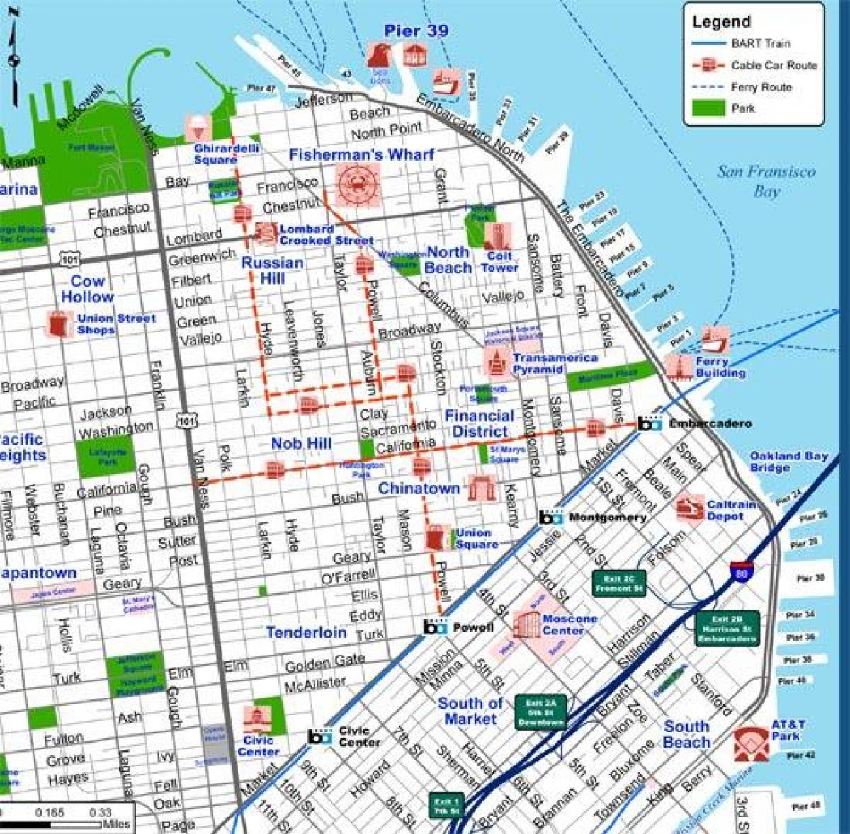 Thành phố San Francisco bản đồ du lịch