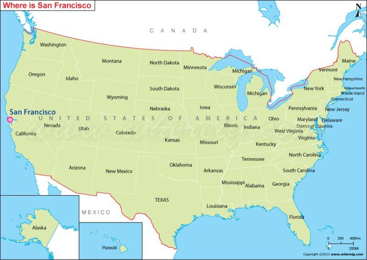 bản đồ của San Francisco, california, usa