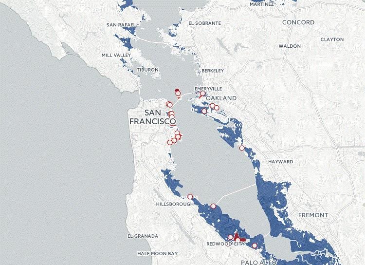 Bản đồ của San Francisco lũ lụt