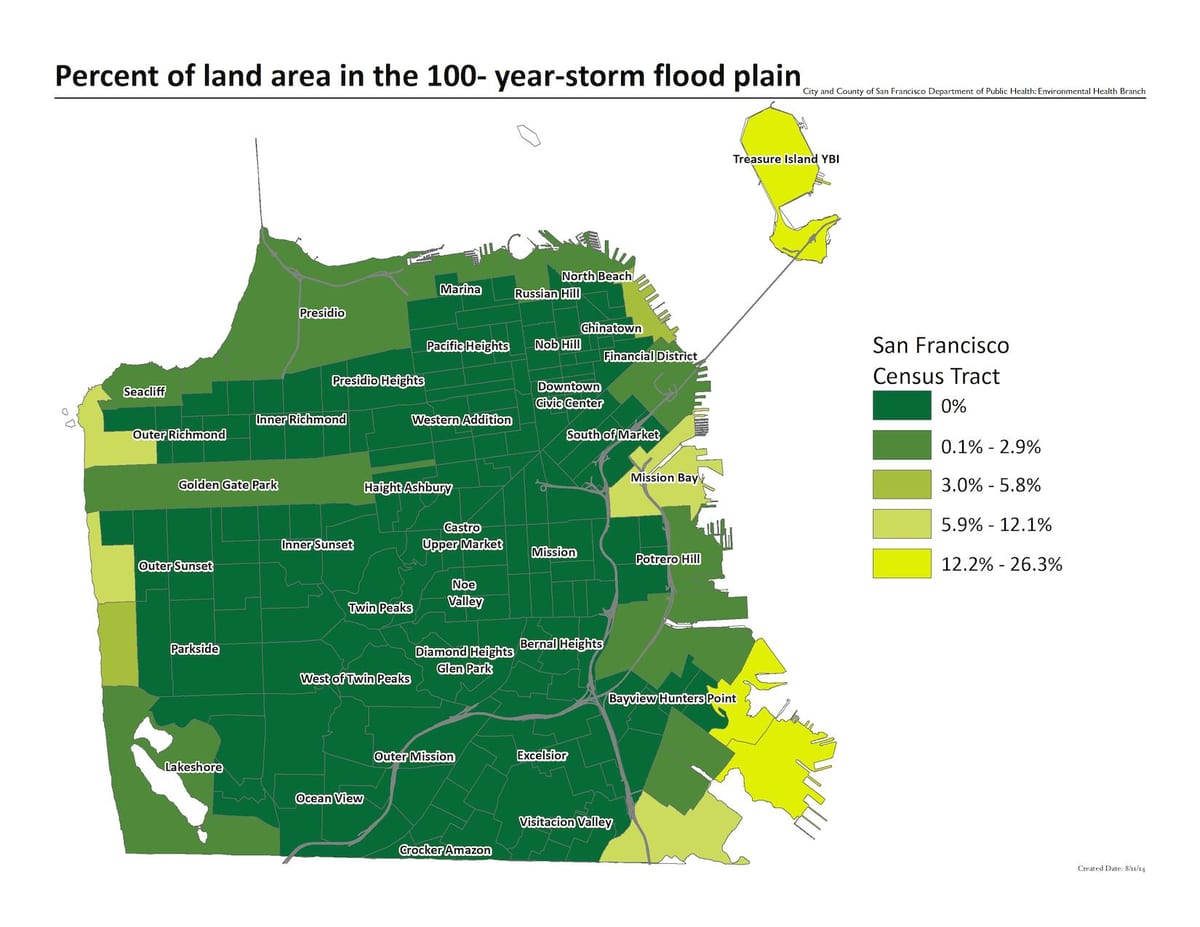 Bản đồ của San Francisco vùng lũ lụt