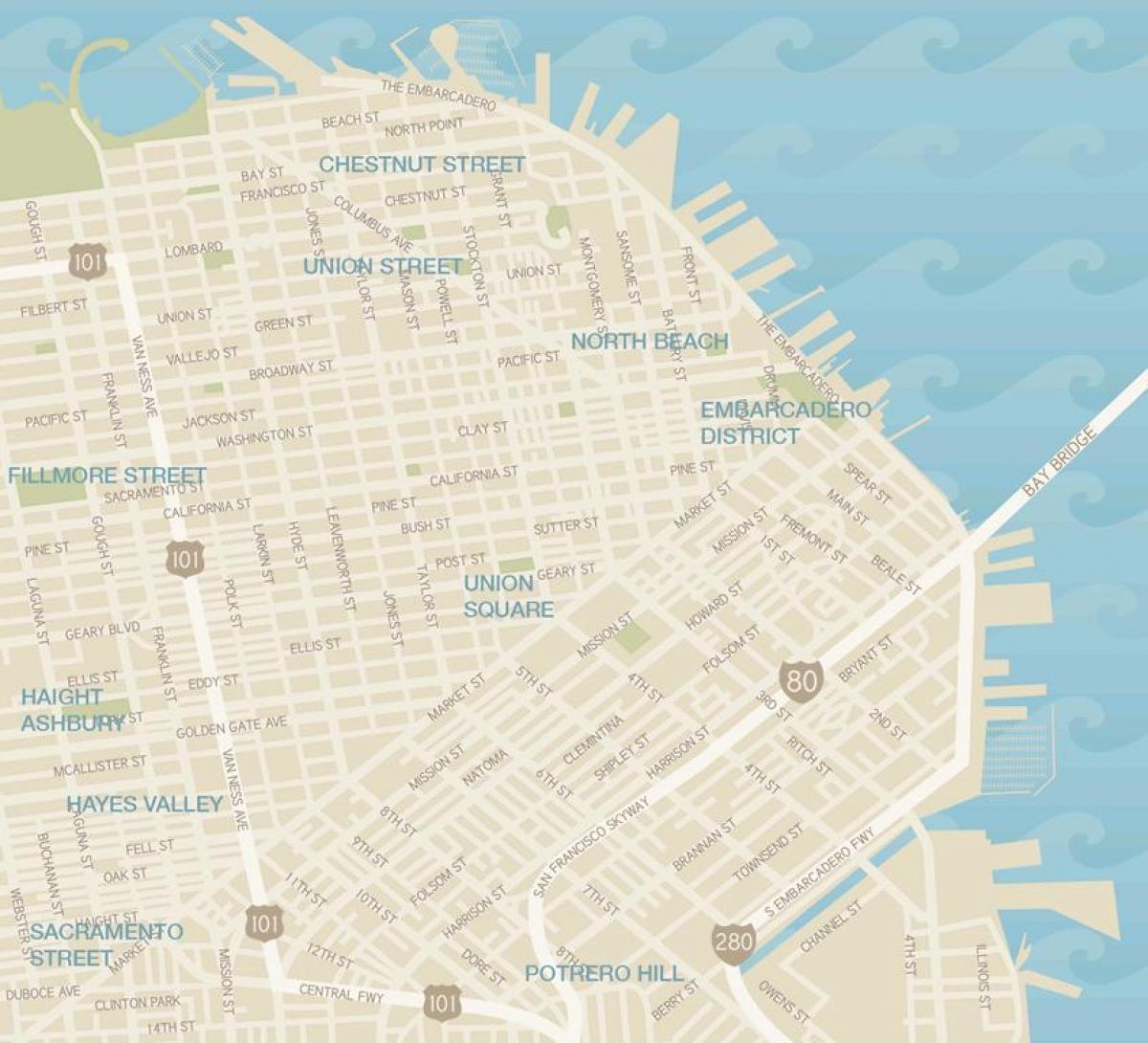 Bản đồ của San Francisco may quận