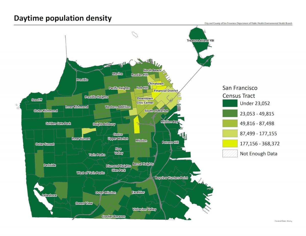 Bản đồ của San Francisco mật độ dân