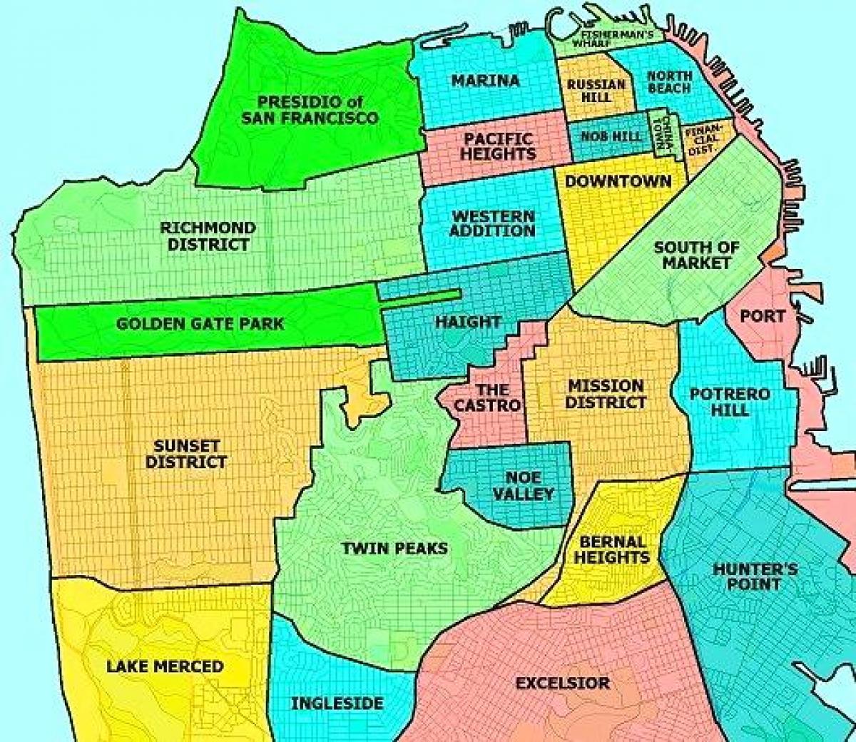 vùng ngoại ô của San Francisco bản đồ