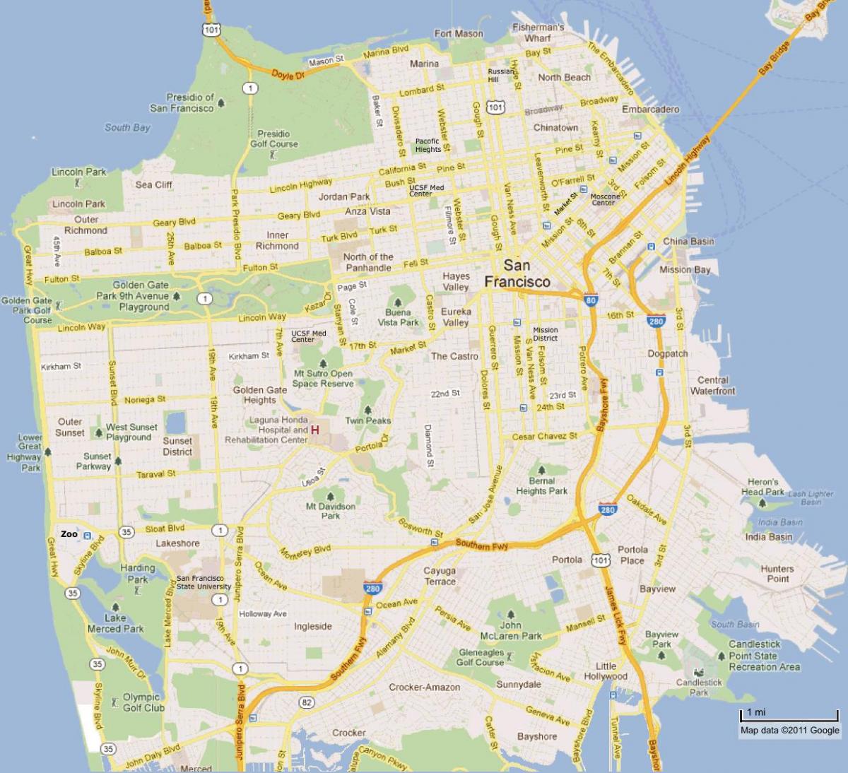 San Francisco điểm tham quan bản đồ