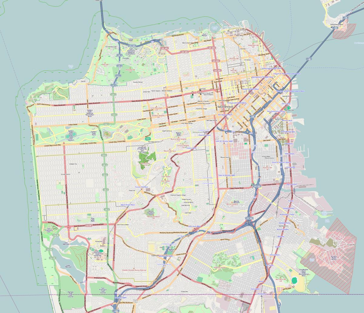 Bản đồ của San Francisco phác thảo