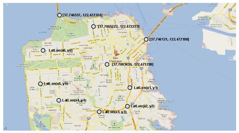 Bản đồ của San Francisco tọa độ