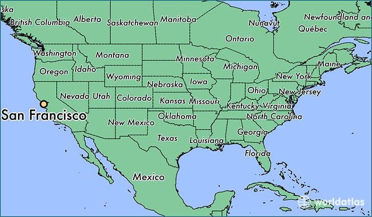 San Francisco vị trí trên bản đồ thế giới