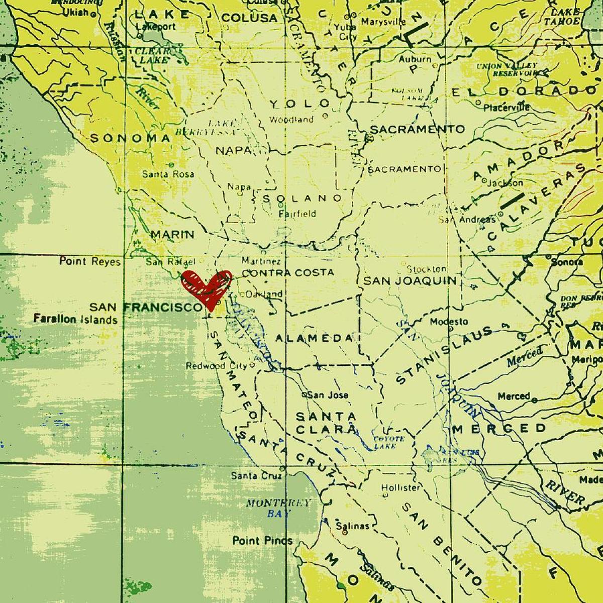 trái tim ở San Francisco bản đồ