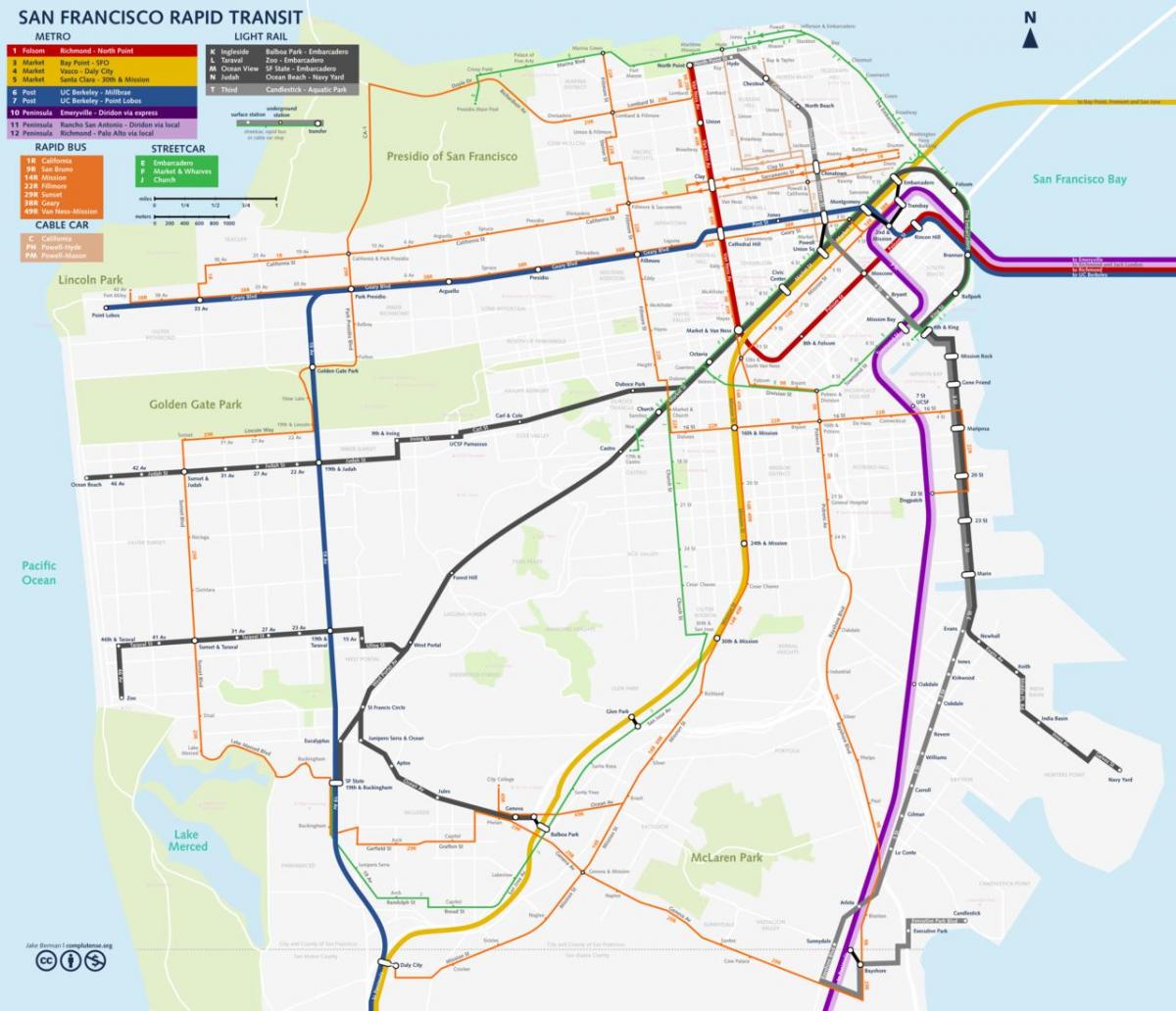 San Fran giao thông công cộng bản đồ