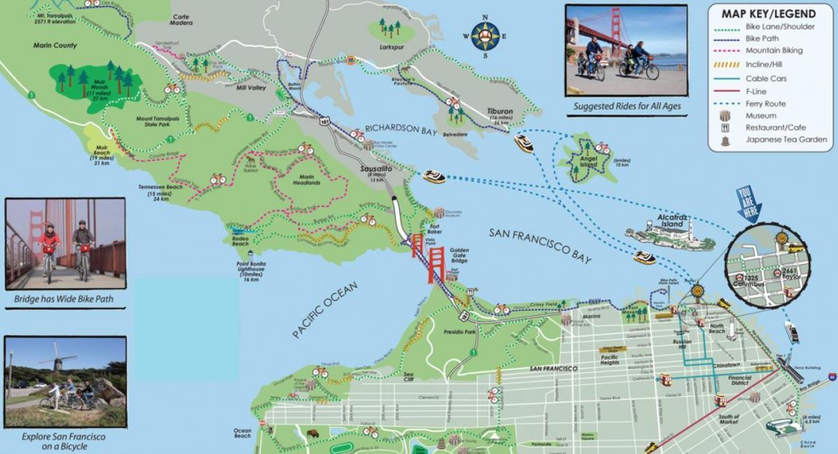 Bản đồ của San Francisco tour xe đạp