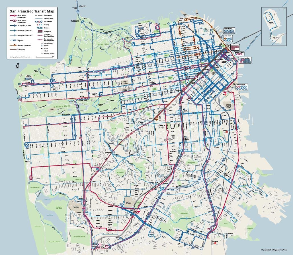 San Francisco hệ thống xe buýt bản đồ