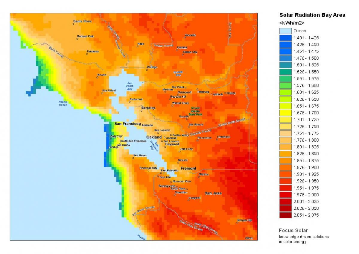 Bản đồ của SF năng lượng mặt trời