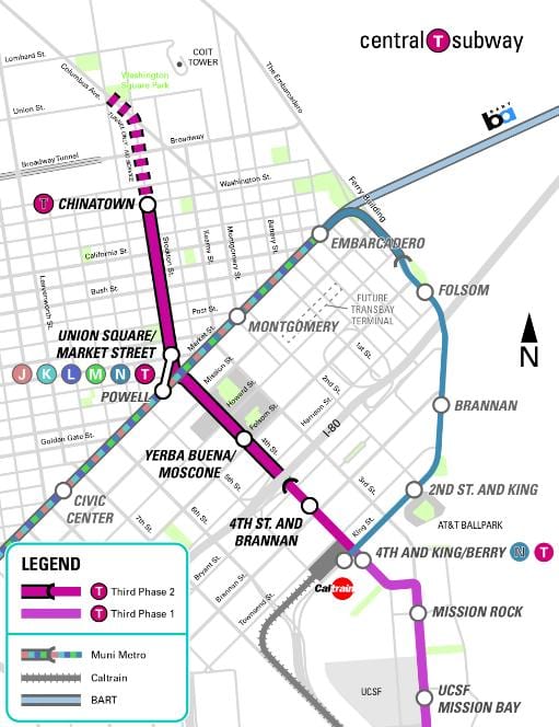 trung tâm tàu điện ngầm San Francisco bản đồ