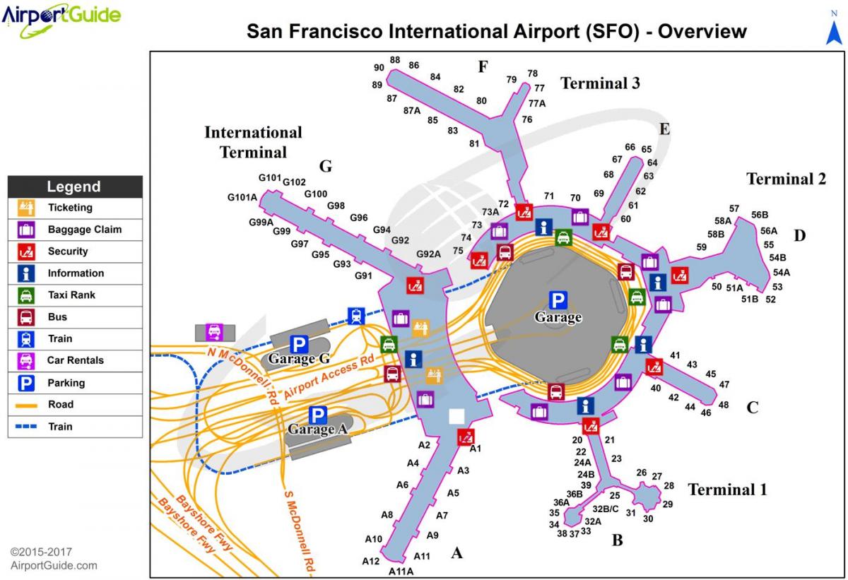 SFO sân bay quốc tế bản đồ
