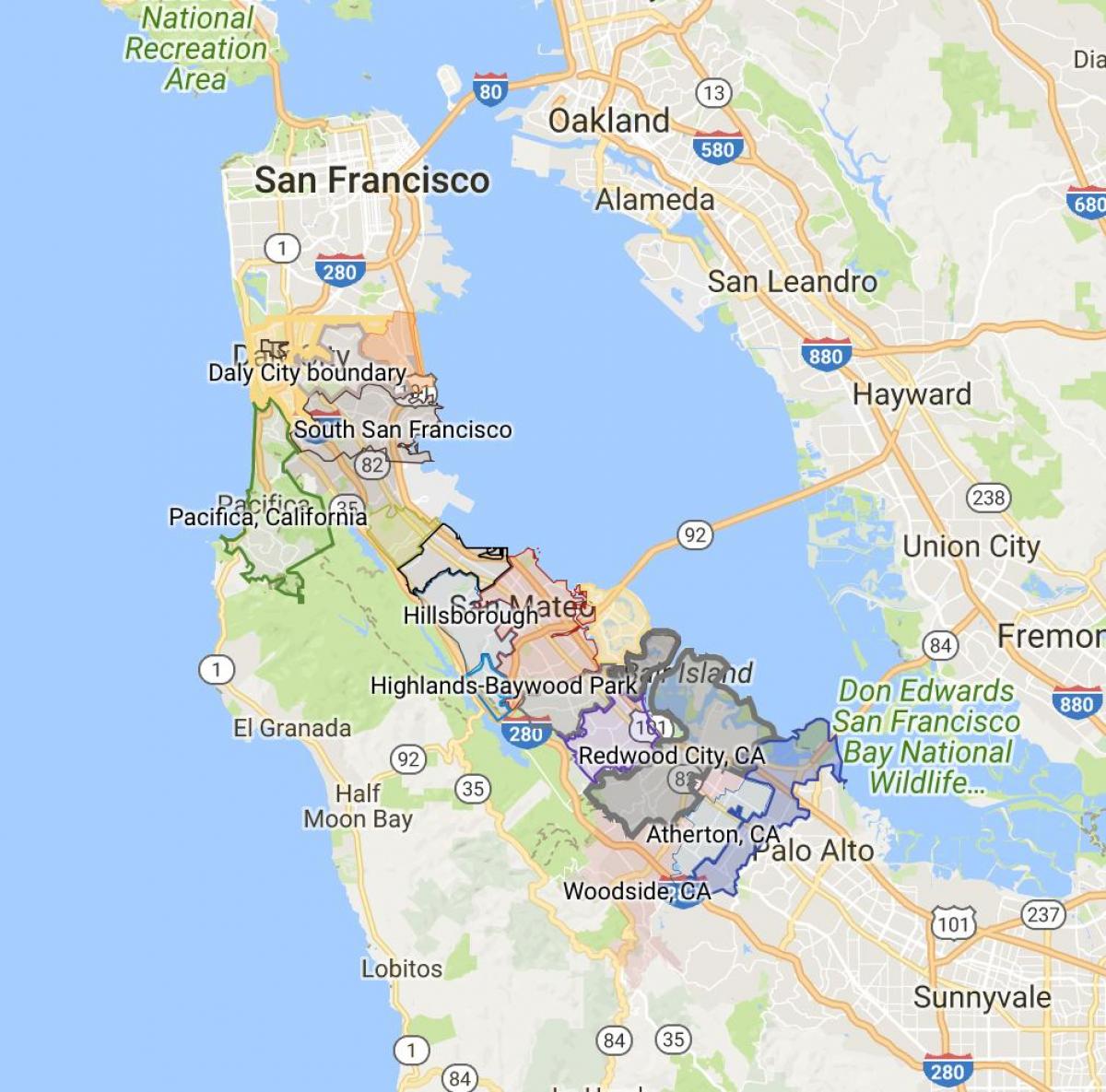 Bản đồ của thành phố San Francisco giới hạn