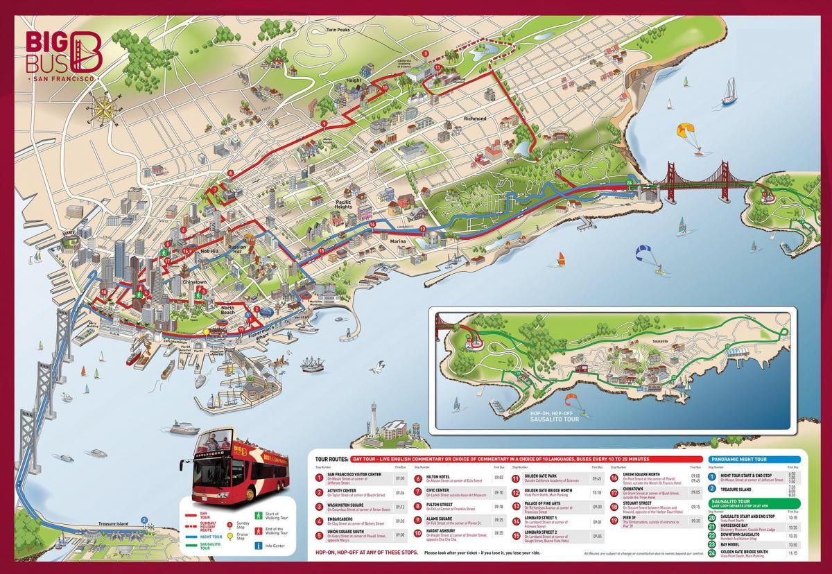 San Francisco xe buýt bản đồ du lịch