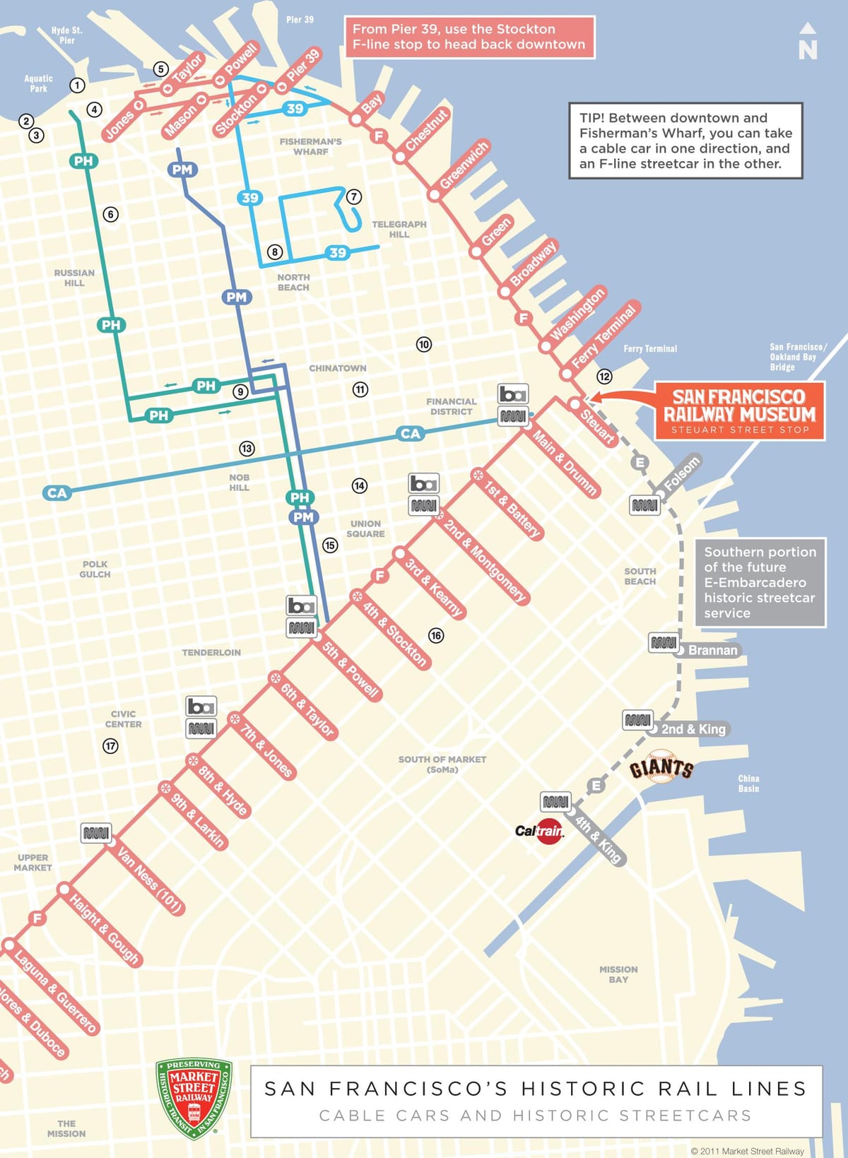 Bản đồ của xe cáp đường San Francisco ca