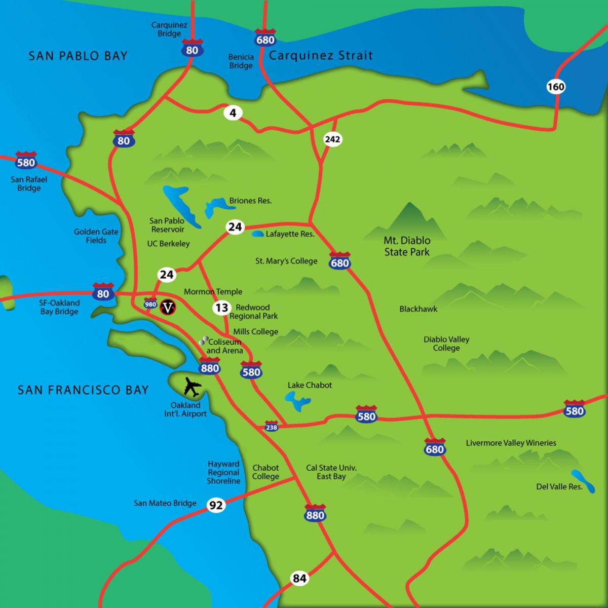 đông, vịnh california bản đồ