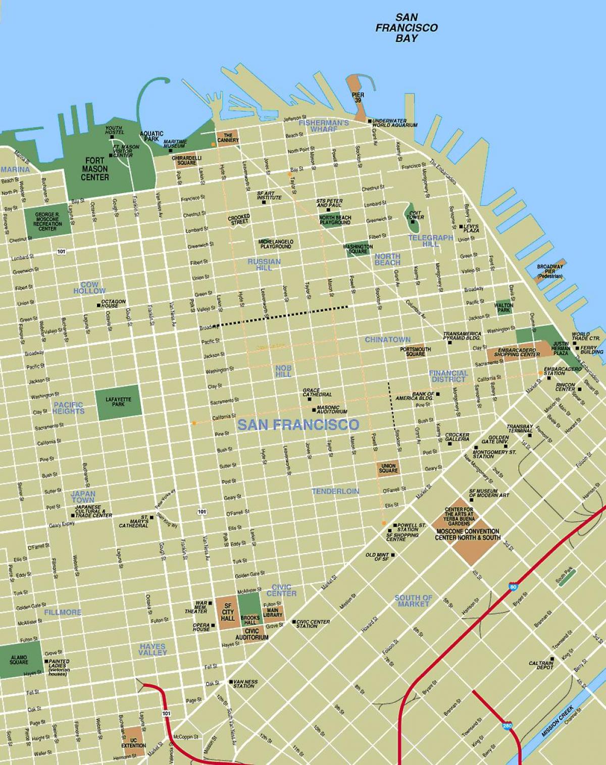 bản đồ của trung tâm San Francisco ca