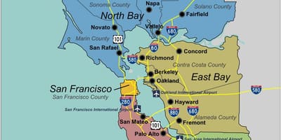 Bản đồ của nam vùng vịnh San Francisco