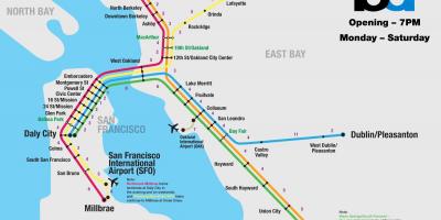 Bart hệ thống San Francisco bản đồ