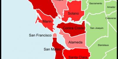Vùng vịnh San Francisco county bản đồ