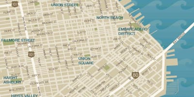 Bản đồ của trung tâm San Francisco khách